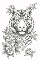white tiger surrounded with coloured flowers wrapping tattoo design idea