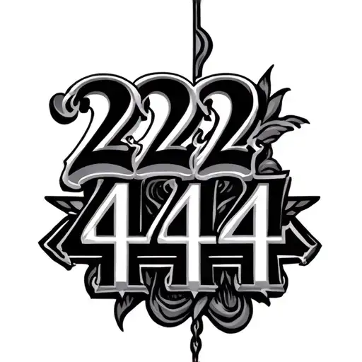 222 mixed with 444 written vertically tattoo design idea
