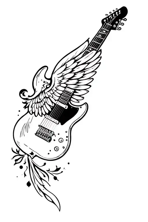 guitar wings tattoo design idea