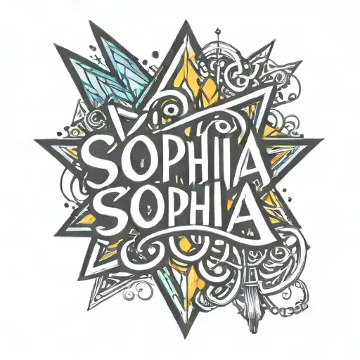 write the name sophia in gost and graffiti style tattoo design idea