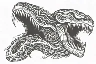 the word "venom"spelled backwards in symbiote texture for my neck  tattoo design idea