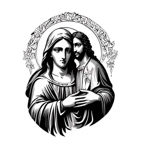 virgin mary with san judas tadeo tattoo design idea