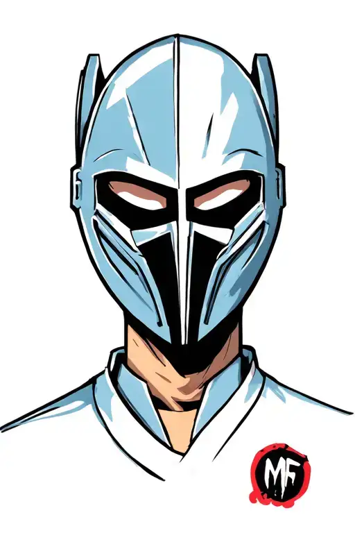 mf doom mask on jiraya sensei face tattoo design idea