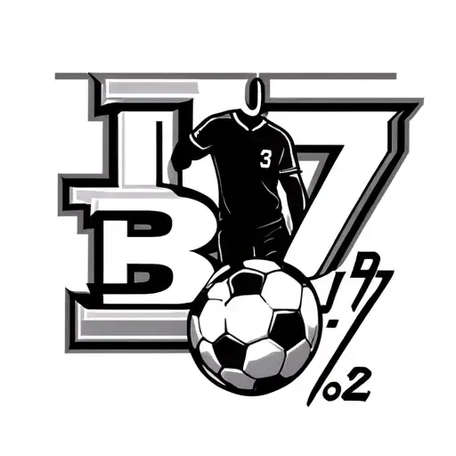 A small soccer theme tattoo with the initials and dates J.17, B12 tattoo design idea