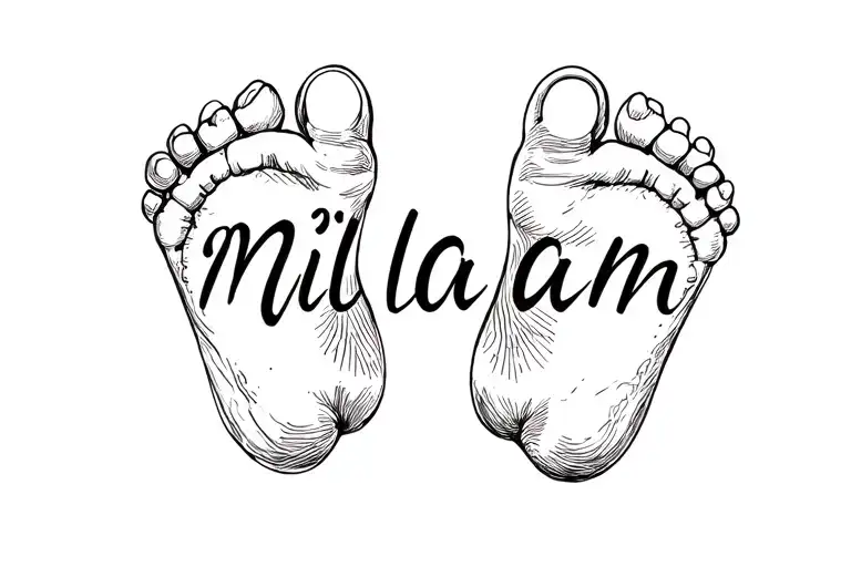 "Milan" bottom of newborn baby feet tattoo design idea