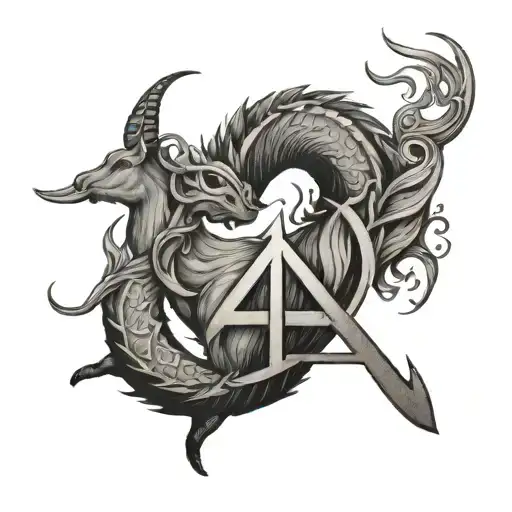 Capricorn, strength, happiness, peace sign tattoo design idea