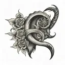 Capricorn, strength, happiness, peace sign tattoo design idea