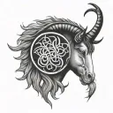 Capricorn, strength, happiness, peace sign tattoo design idea