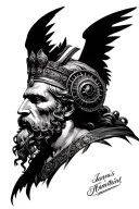 steampunk janus roman god tattoo design idea