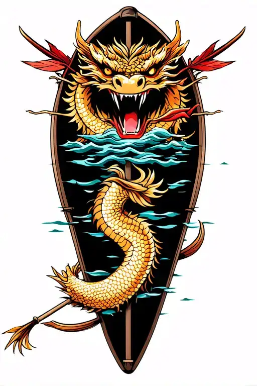 dragon boat inside represent your passion tattoo design idea
