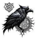 Yggdrasil, fenrir, raven,viking knots, upper arm tattoo design idea