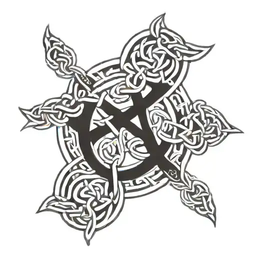 Celtic knotwork intertwined with symbols of protection and prosperity tattoo design idea
