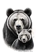 papa bear looking protective over cub  tattoo design idea