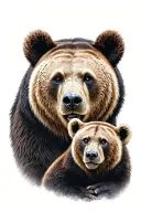 papa bear looking protective over cub  tattoo design idea