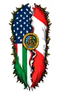 Irish and Italian flags morphing into American flag tattoo design idea