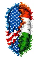 Irish and Italian flags morphing into American flag tattoo design idea