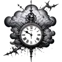  crass and cloud and clock and the year 2004 tattoo design idea