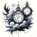  crass and cloud and clock and the year 2004 tattoo design idea