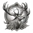 Antler deer fish hook water tattoo design idea