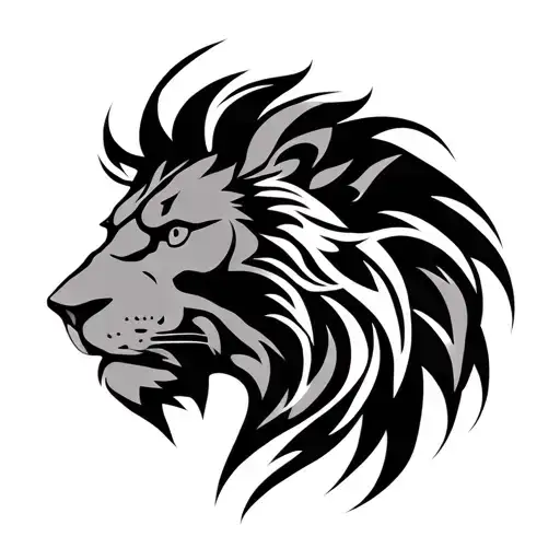 Lion head, tribal design tattoo design idea