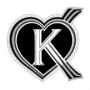 cursive K heart outline rainbow colored soundhole tattoo design idea