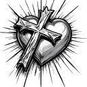 Chrome heart crosses on top and Isaiah 12:2: "Behold, God is my salvation; I will trust and not be afraid, for the LORD  tattoo design idea