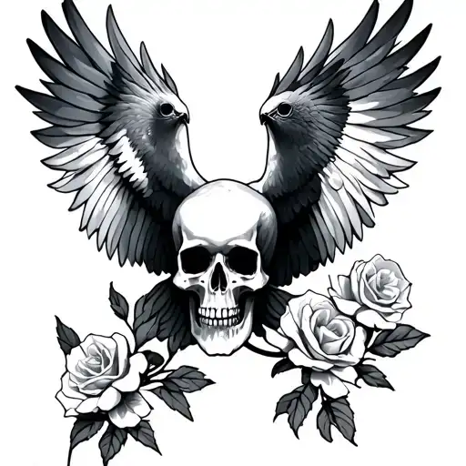 dove and skull tattoo design idea