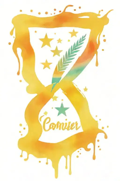 comet with star at the end with rainbow stripes saying "overachiever" tattoo design idea