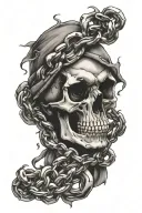 skull bones link chain tattoo design idea