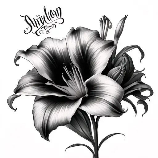 semicolon daylily flowers tattoo design idea
