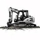 An intricate design featuring an excavator and a tractor working together on a construction site tattoo design idea