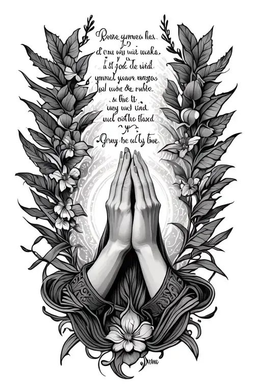 a prayer written in between lines tattoo design idea
