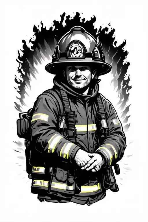 firefighter holding hands tattoo design idea