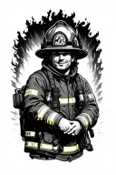 firefighter holding hands tattoo design idea