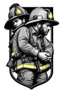 firefighter holding hands tattoo design idea