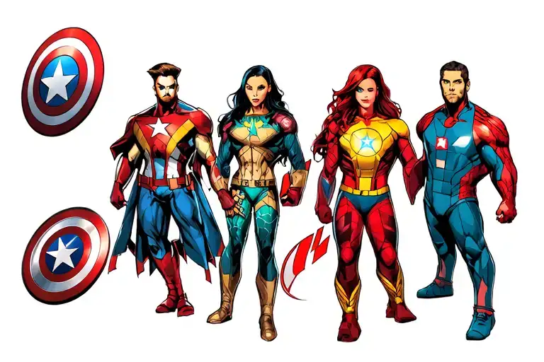 avengers characters tattoo design idea