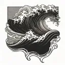 Wave, Ocean Wave, Little sister tattoo design idea