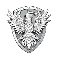 shield + phoenix tattoo design idea