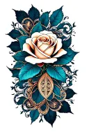 batik style surrounded on lining pattern of batik with unique symbols and it has rose in the middle tattoo design idea