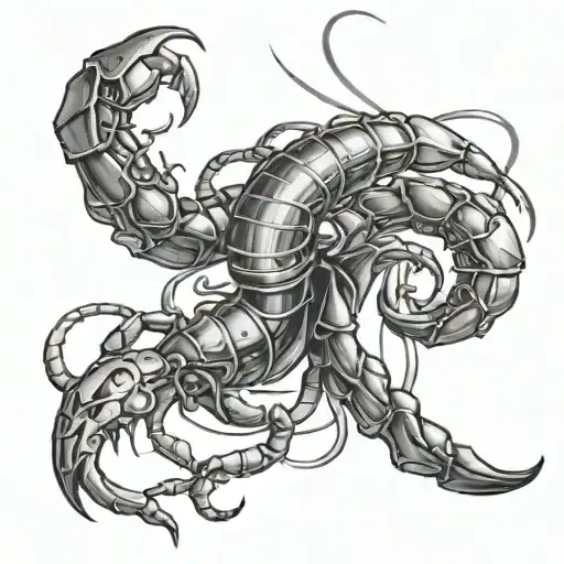 the fates spinning thread with a scorpion about to cut the thread tattoo design idea