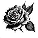 rose head with barb wire wrapped tattoo design idea