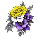 neo trad tatto purple and yellow tattoo design idea