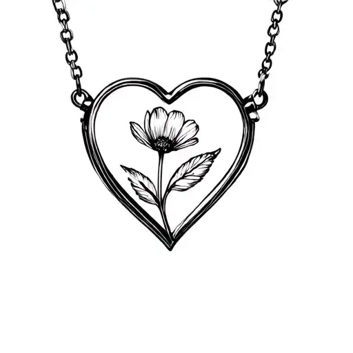 heart shaped locket with flower in it tattoo design idea