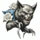 wolverine bat and carnation tattoo design idea