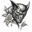 wolverine bat and carnation tattoo design idea