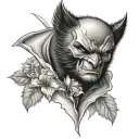 wolverine bat and carnation tattoo design idea