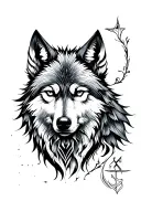 Nordic rune meaning wolf in sumi-e style tattoo design idea
