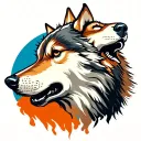 tengri symbol and a wolf howling tattoo design idea