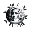 Azalea moon merging together tattoo design idea