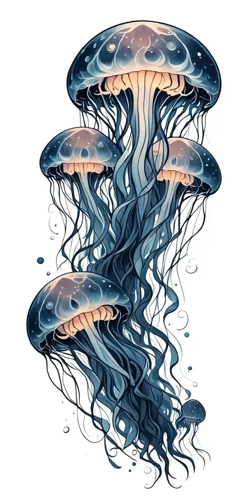 moon Jellyfish swarm tattoo design idea